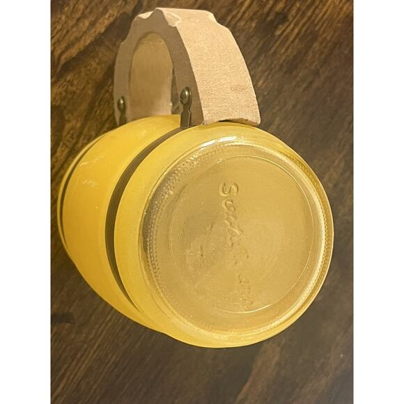 5 Vintage SIESTA WARE Barrel Shaped Frosted Glass Mugs Wood Handles MCM - Picture 10 of 10